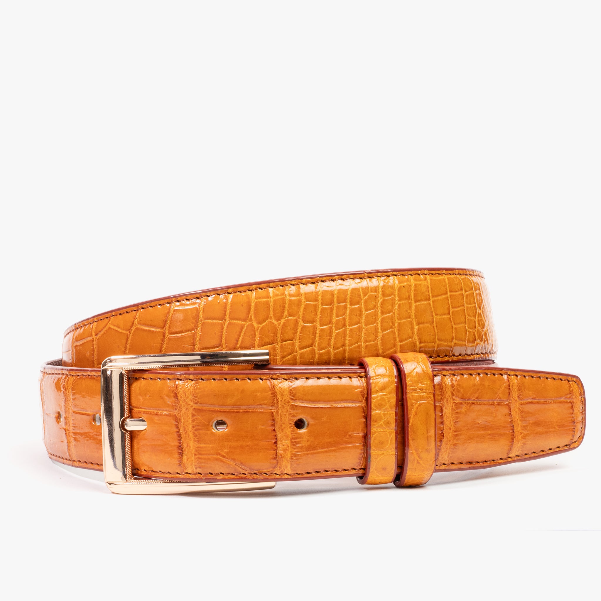 Tan Orange Genuine Crocodile Belt 