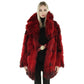 Real rabbit fur coat in red and black