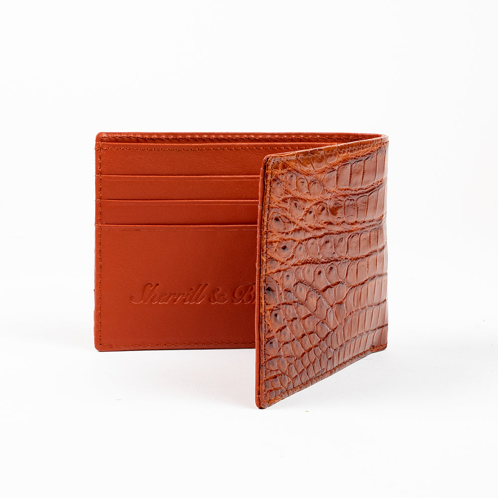 Genuine Real Alligator Crocodile skin Leather Men's Bifold Wallet RED Color  
