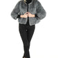 Beaded Gray Rabbit Fur Jacket "Dita"