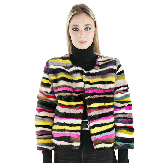 Genuine mink coat in pink black and yellow new york