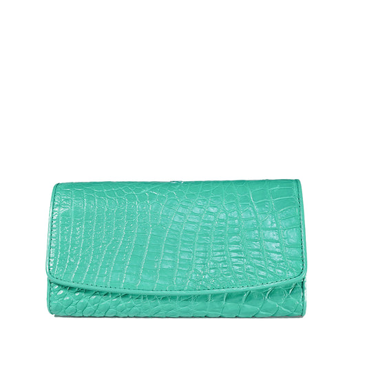 Turquoise Real Crocodile Wallet for Women "Anabelle"