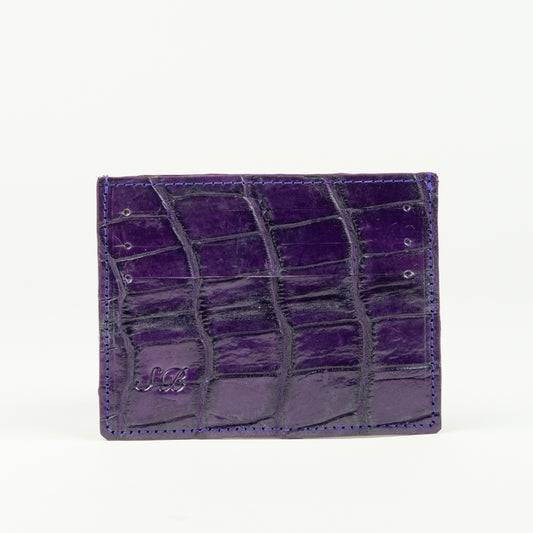 Purple Genuine Crocodile Skin Credit Card Case