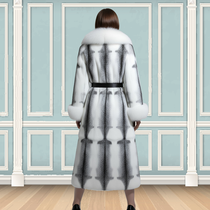 Genuine Rabbit Fur Coat "Terri” With Fox Collar