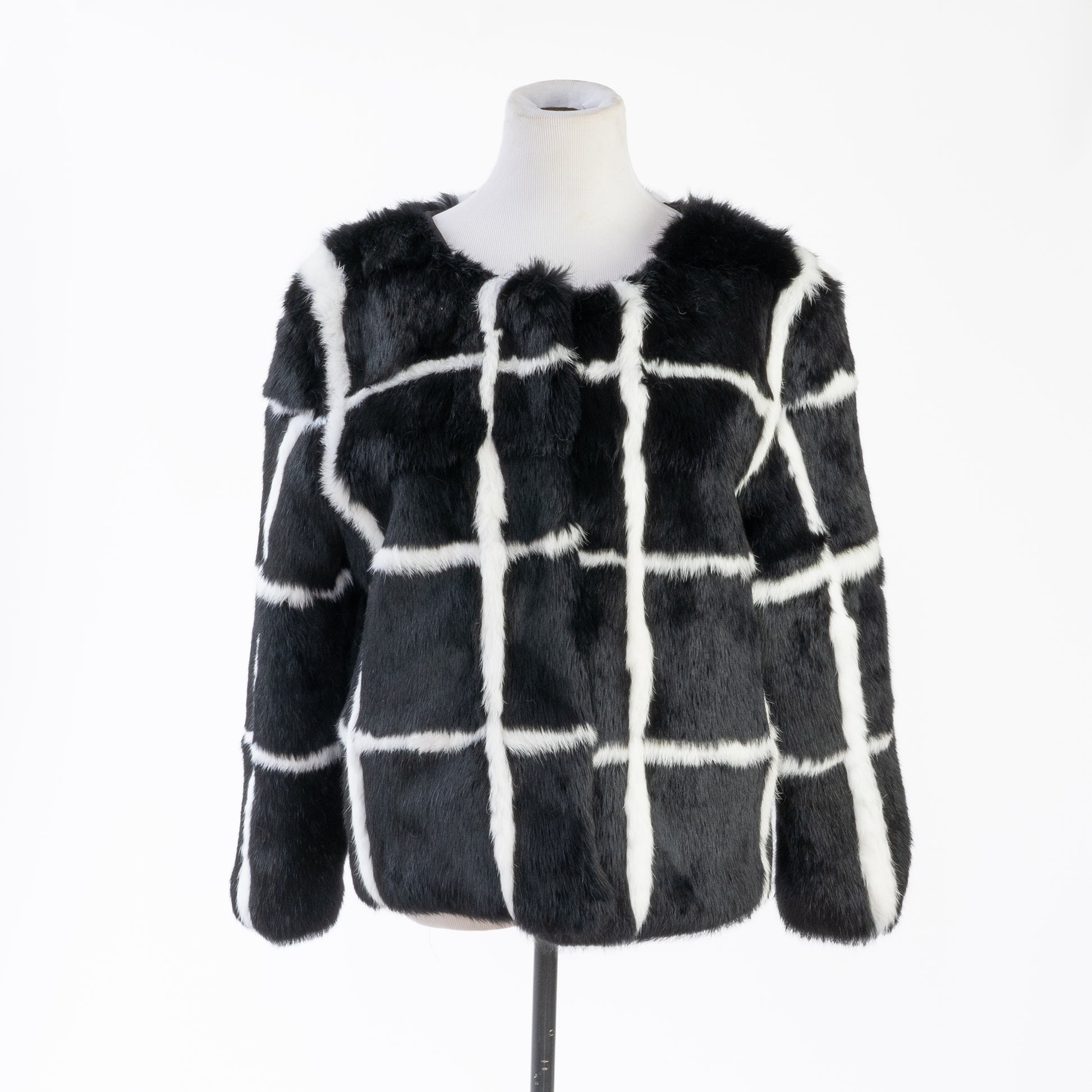 black and white rabbit fur coat from sherrill bros