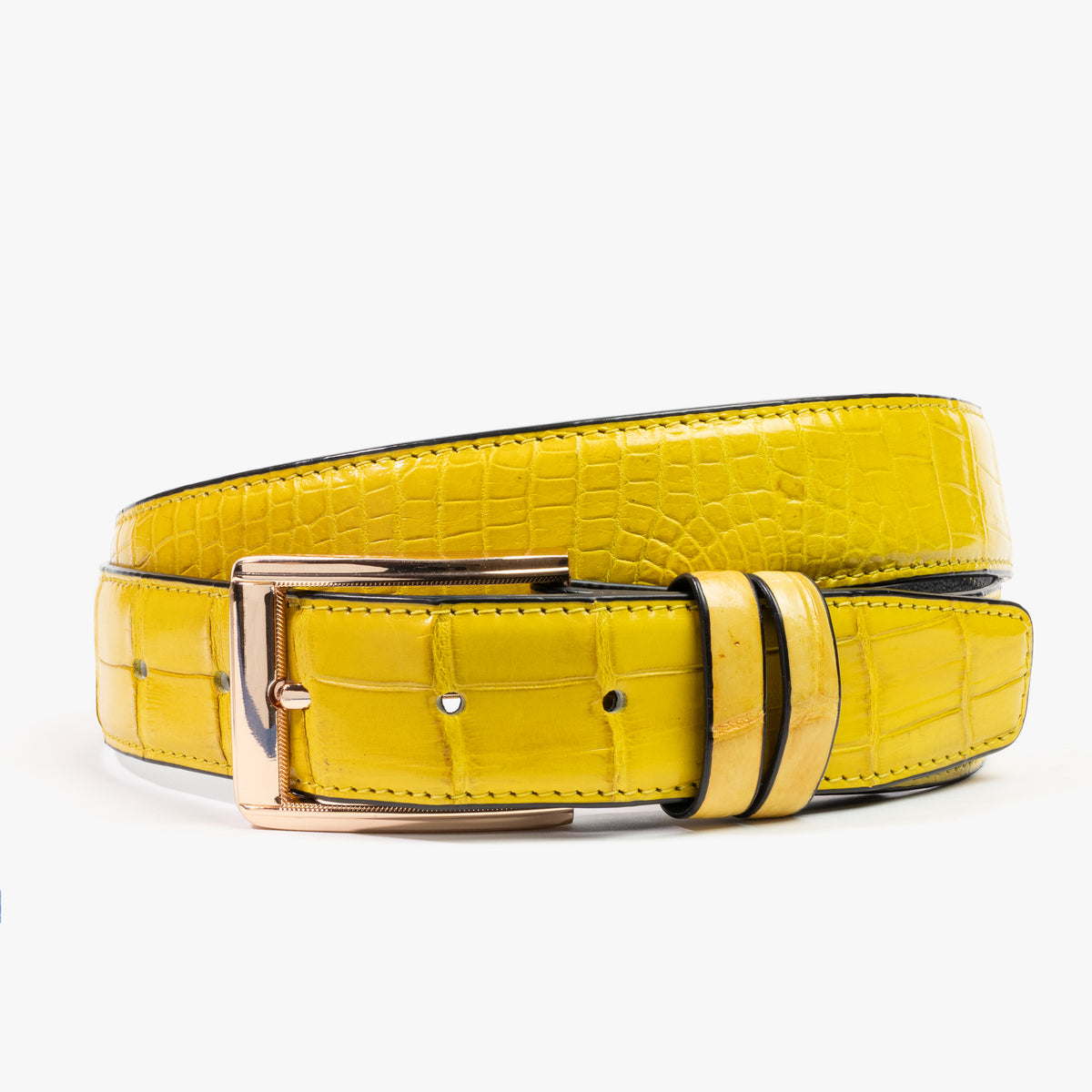 Yellow crocodile belt Caiman Crocodile - Yellow main image 2