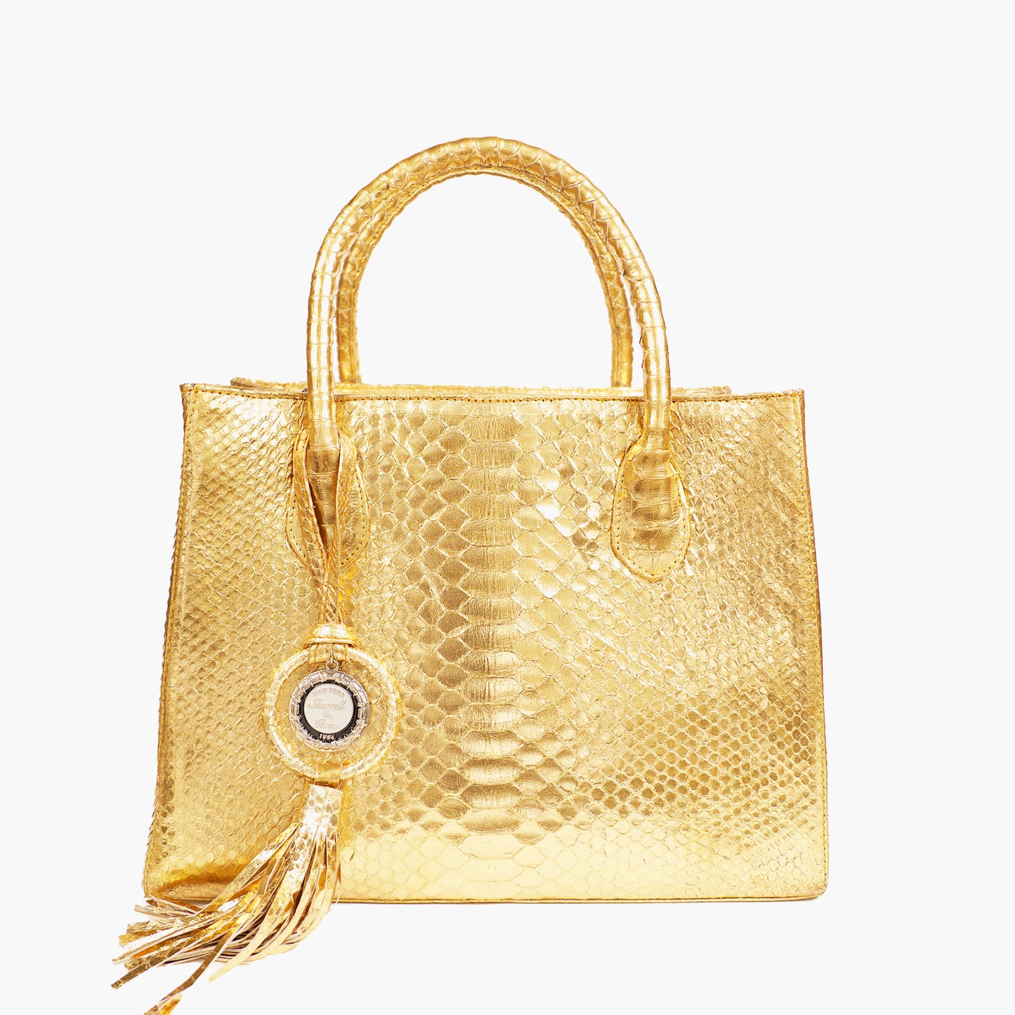  Korean made python leather snakeskin women tote bag (Yellow) :  Handmade Products