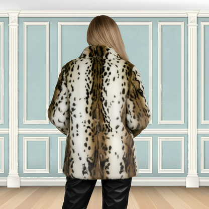 Leopard Printed Genuine Rabbit Fur Coat "Pamela”