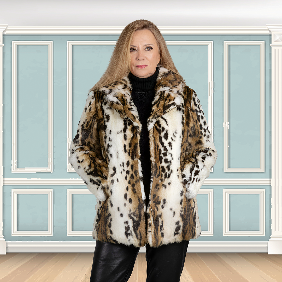 Leopard Printed Genuine Rabbit Fur Coat "Pamela”