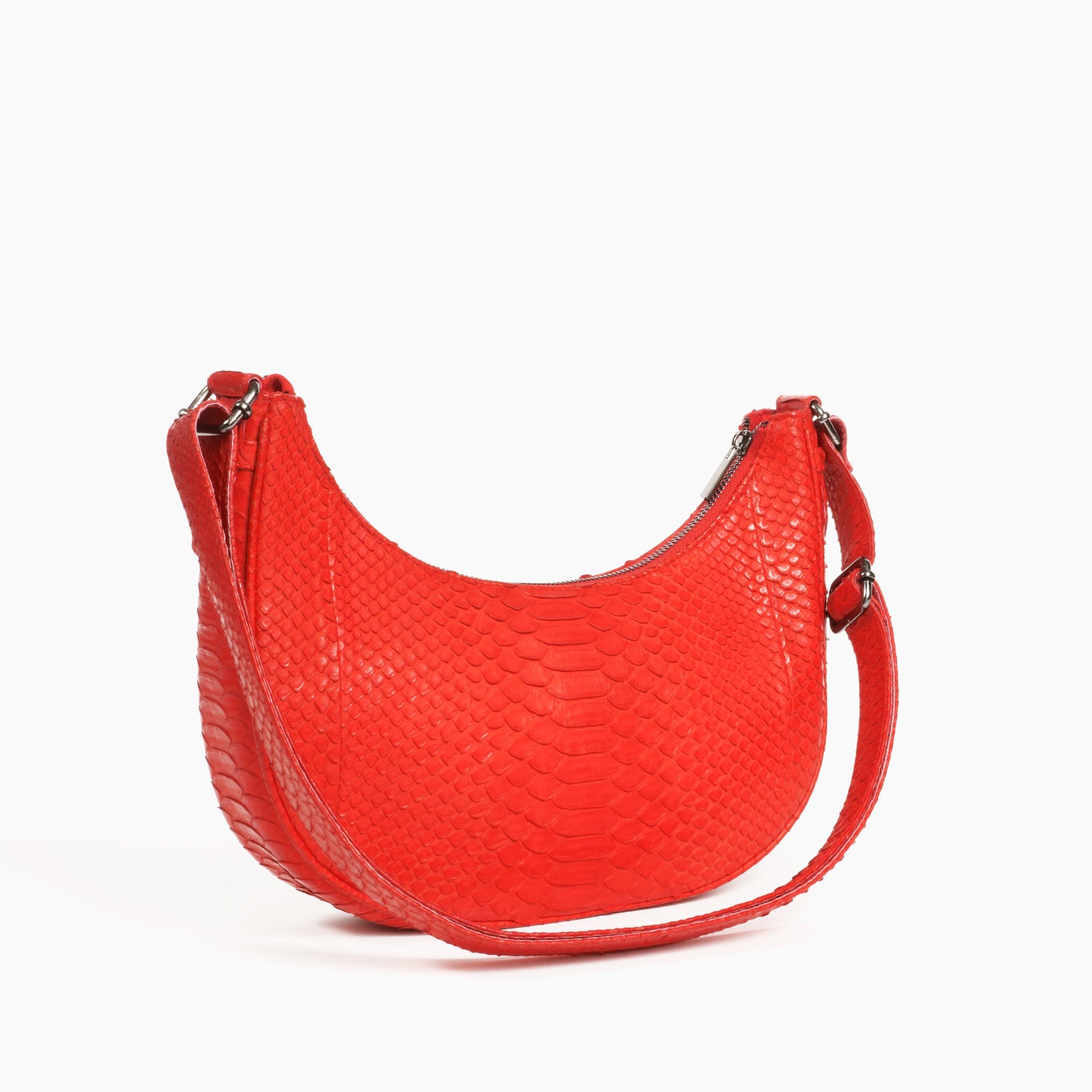 Red Genuine Python Crescent Bag "Joelle"