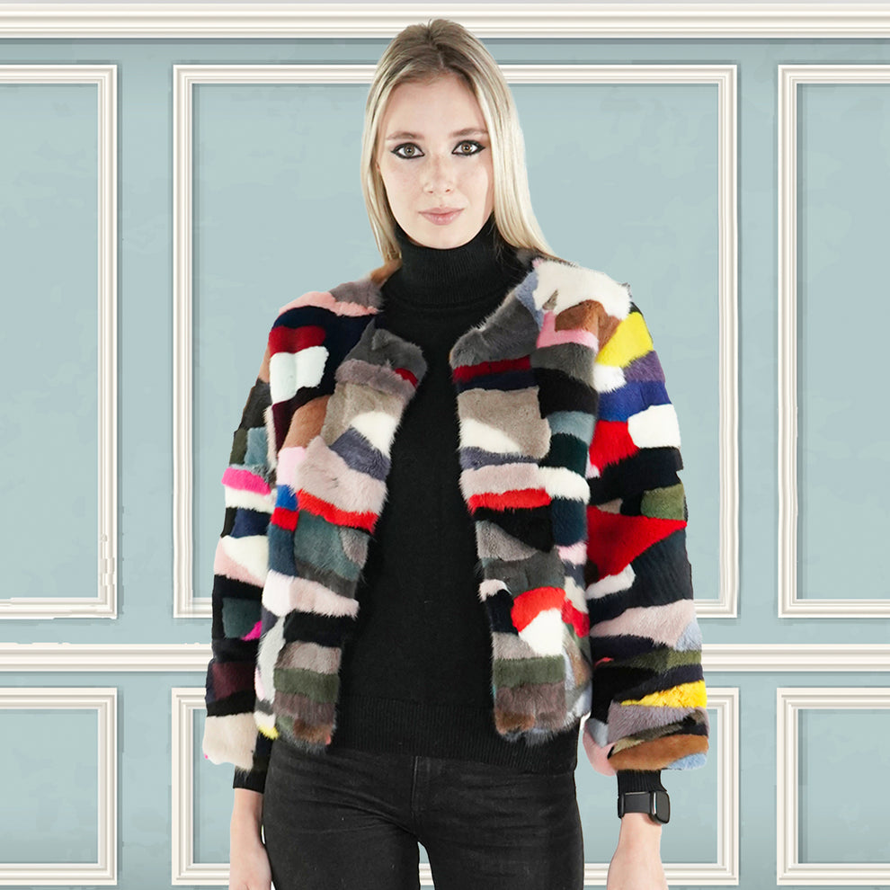 Multi-colored Mink Fur Jacket 