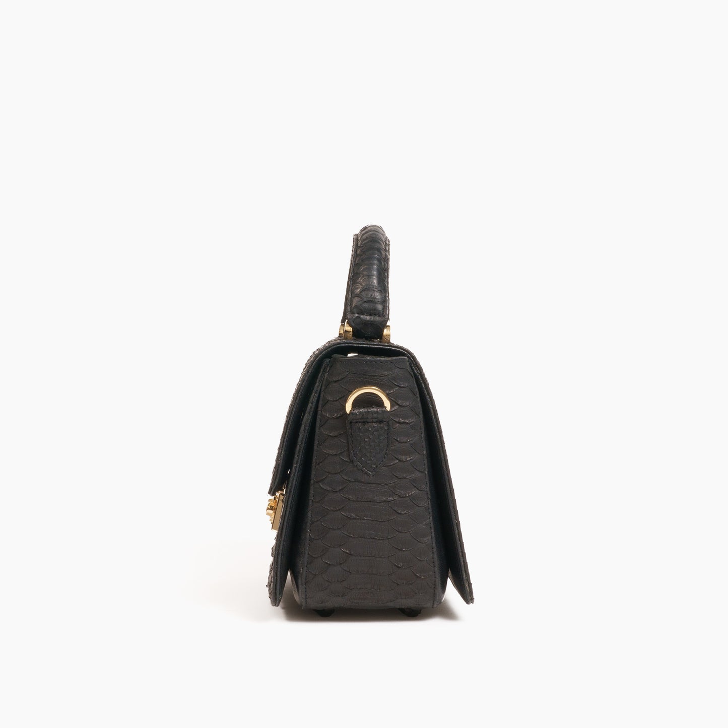 Black Python Flap Bag "Rosalind"
