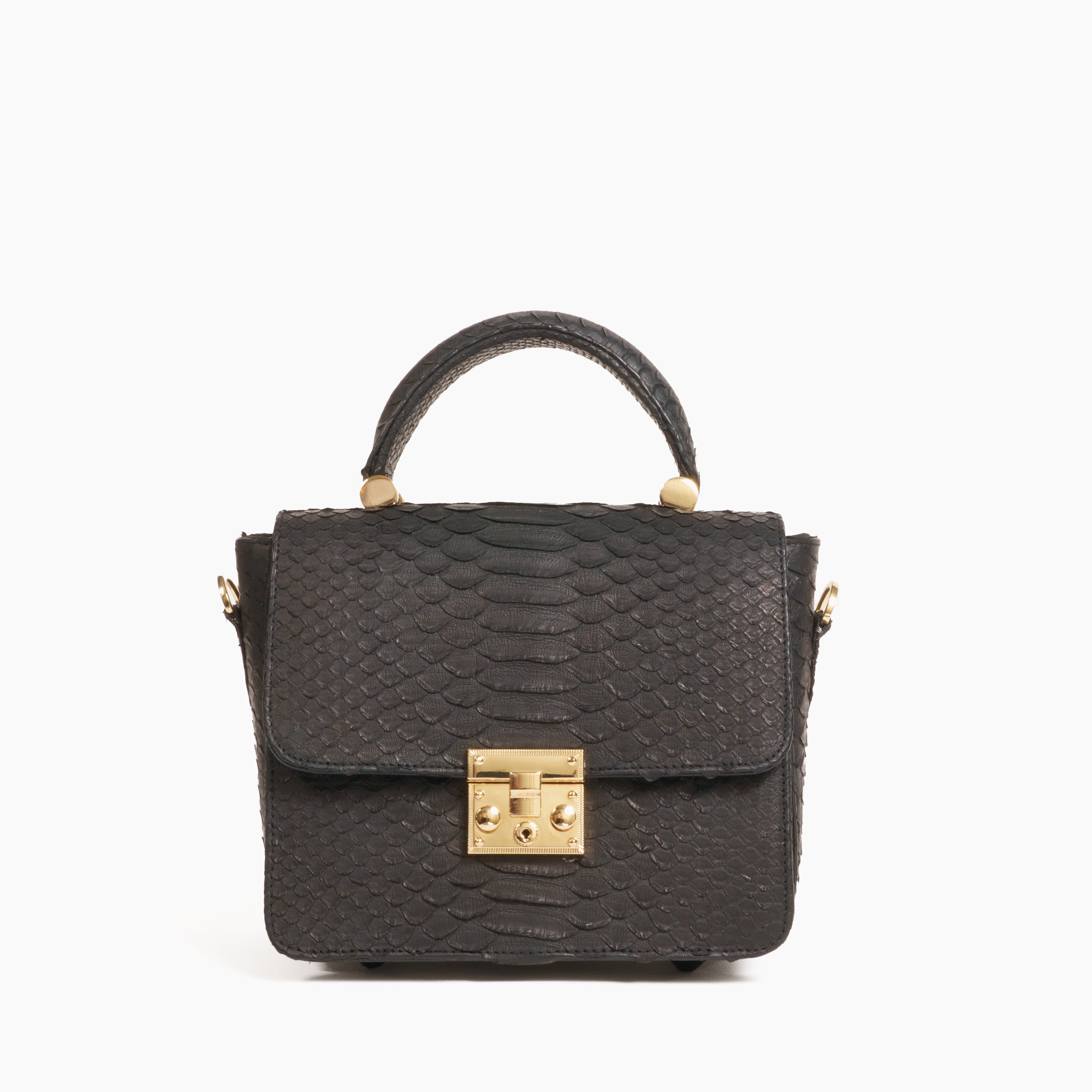 Python's With Flaps Black Genuine Python Flap Bag | Free Shipping | Sherrill & Bros.