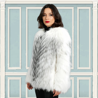 Genuine Rabbit Fur Coat "Toni” With Fox Collar