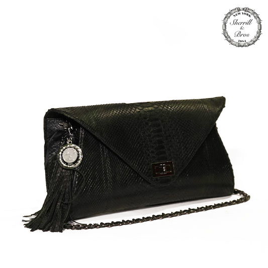 Trending handbag for women black genuine python clutch