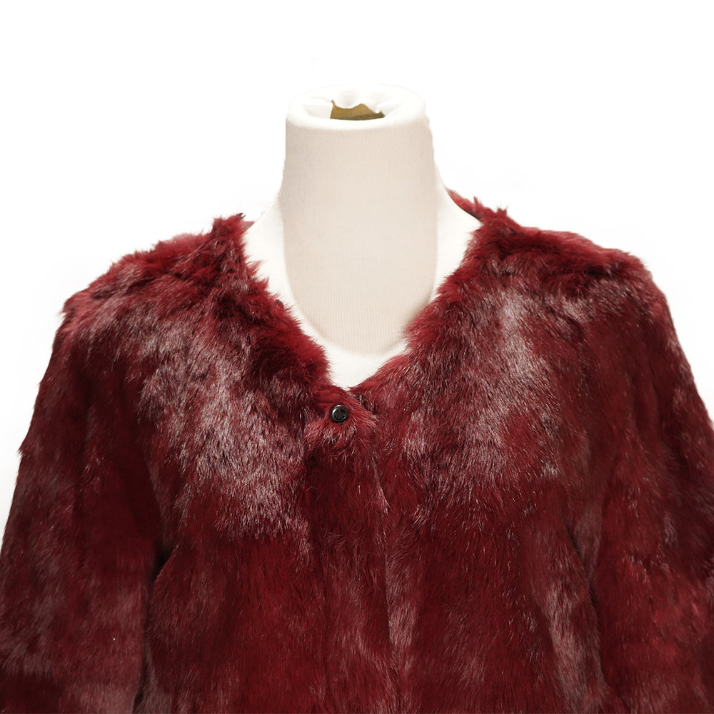 LOUIS VUITTON fur coat, size 36. Orange-red rabbit fur w…