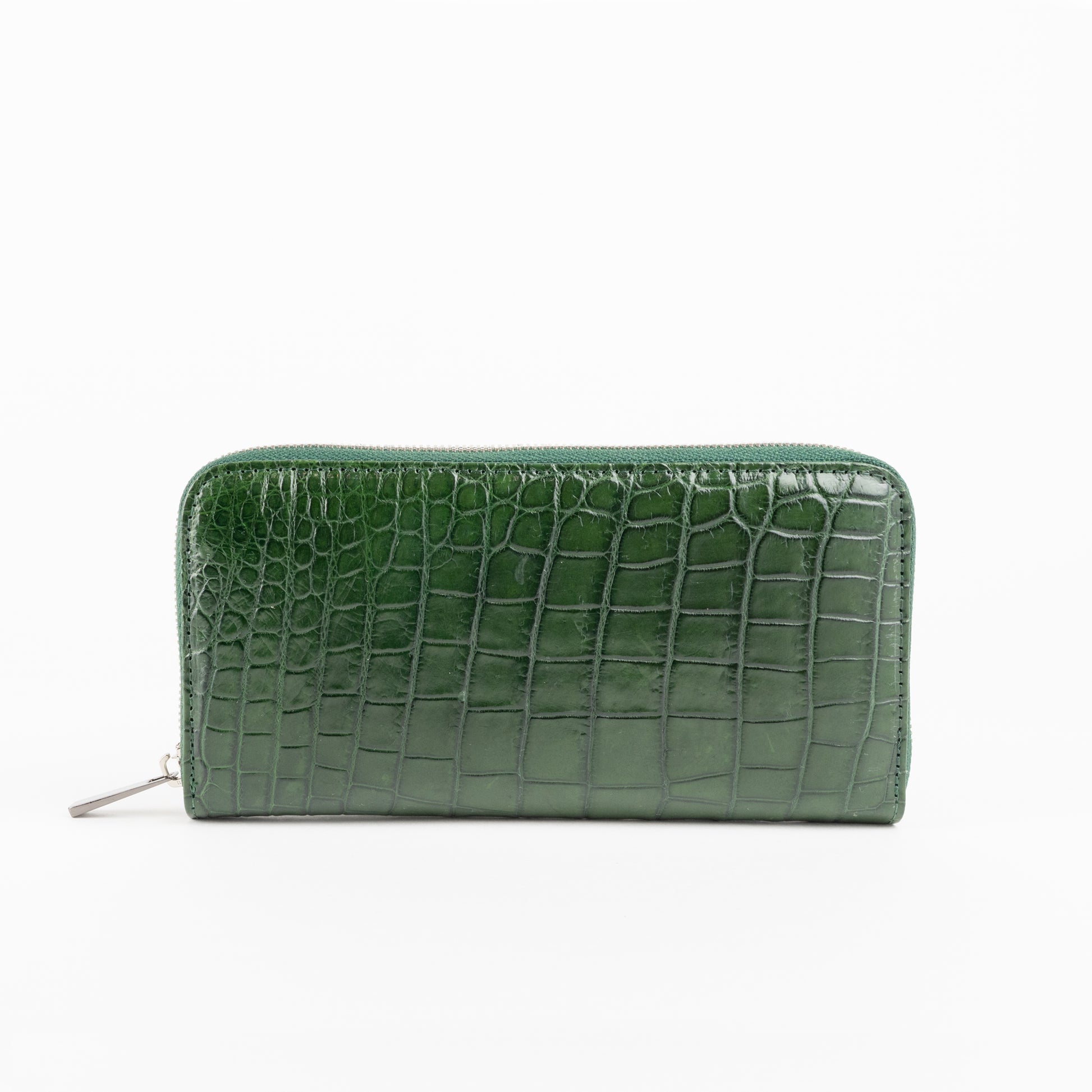 Green genuine crocodile wallet for women 