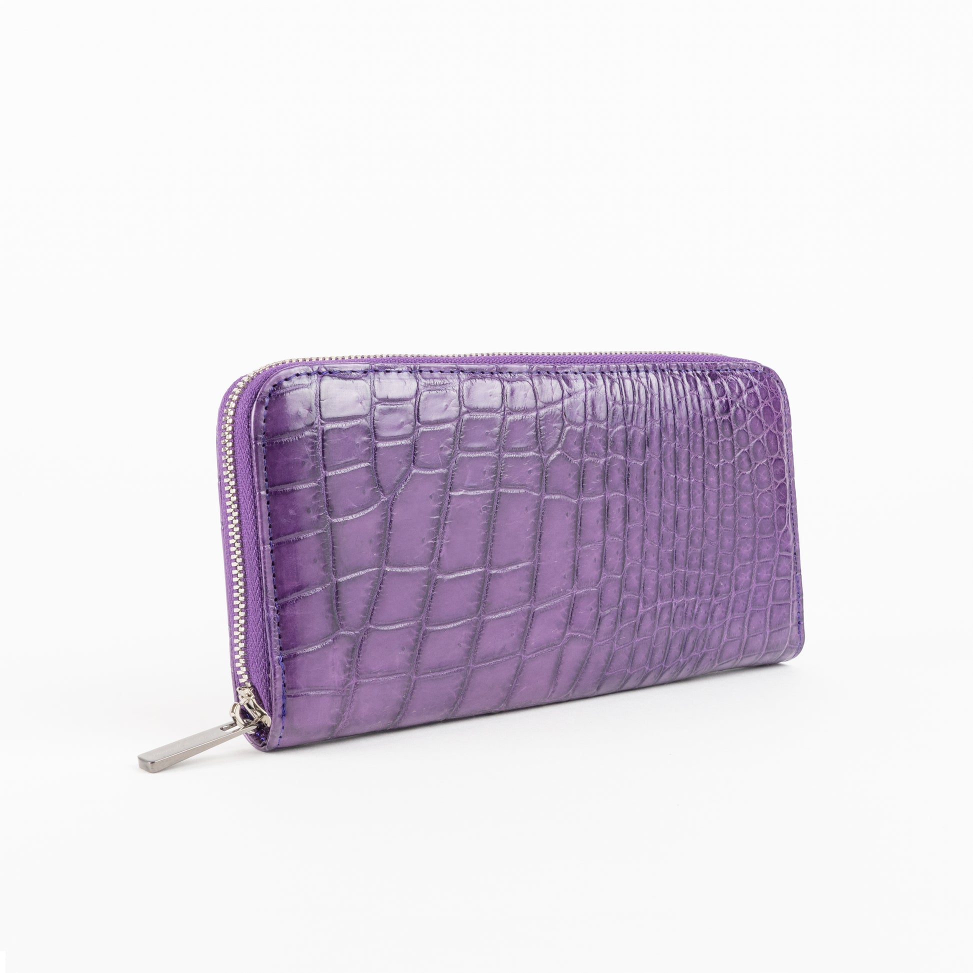Sherrill brothers purple wallet with silver zipper 