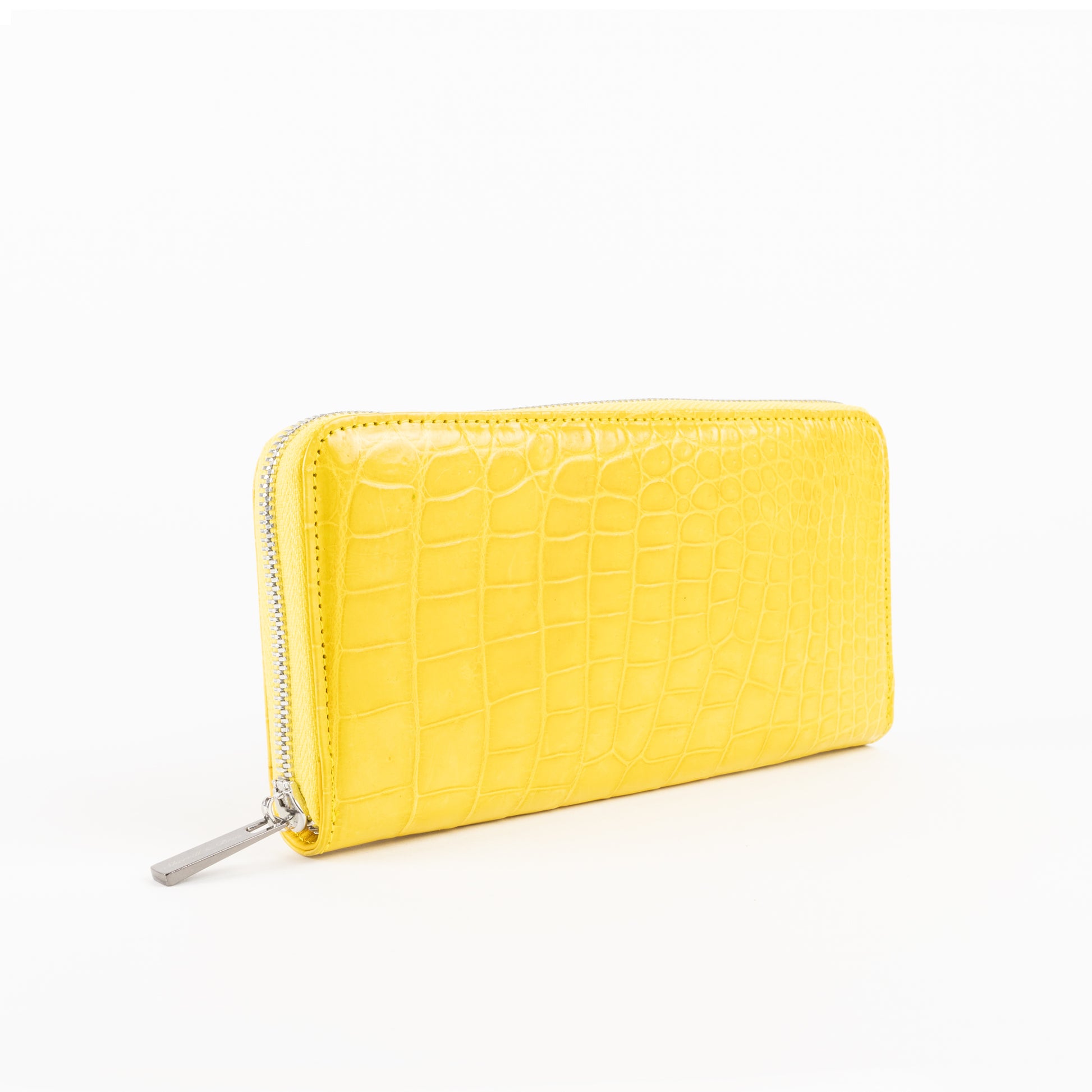 Yellow leather zipper clutch nyc