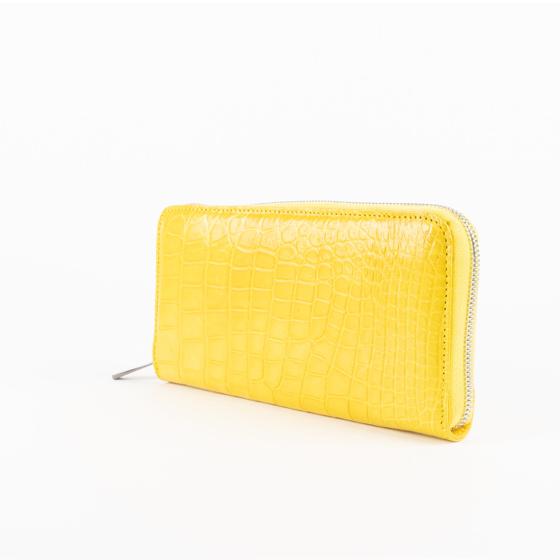Crocodile wallet with liver zipper