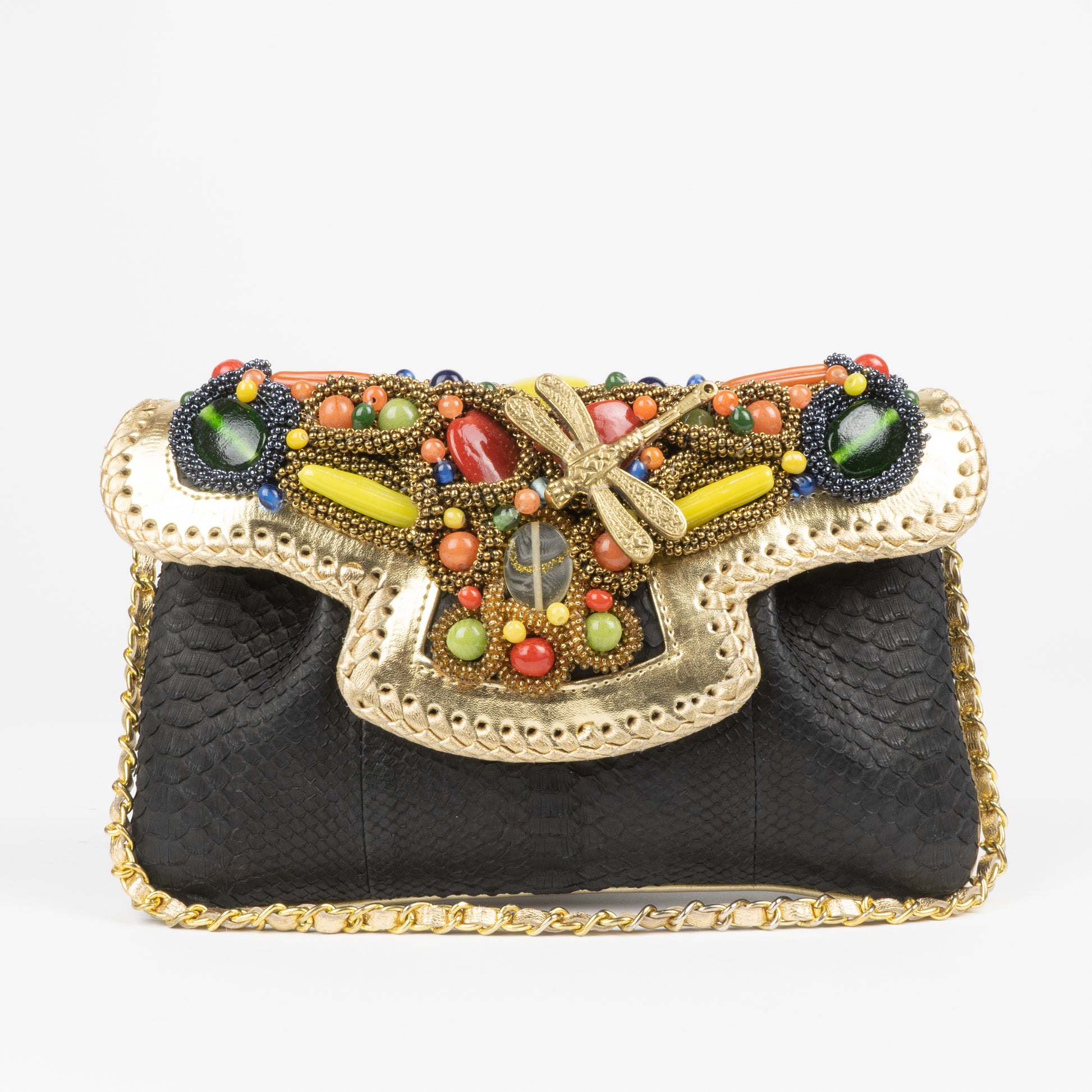 Black python handbag with beads from Sherrill Brothers