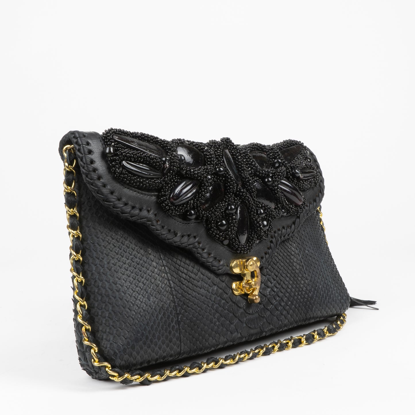 evening clutch with chain and rhinestones