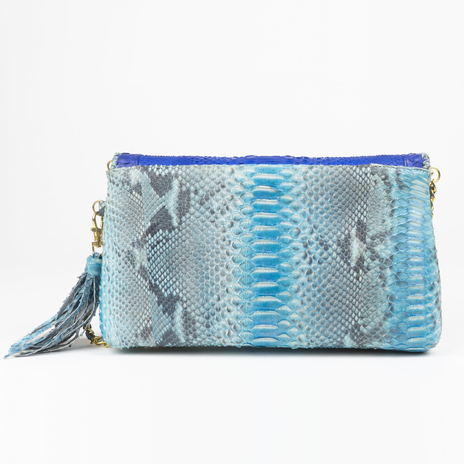 python crossbody with leather tassel and chain from sherrill brothers 