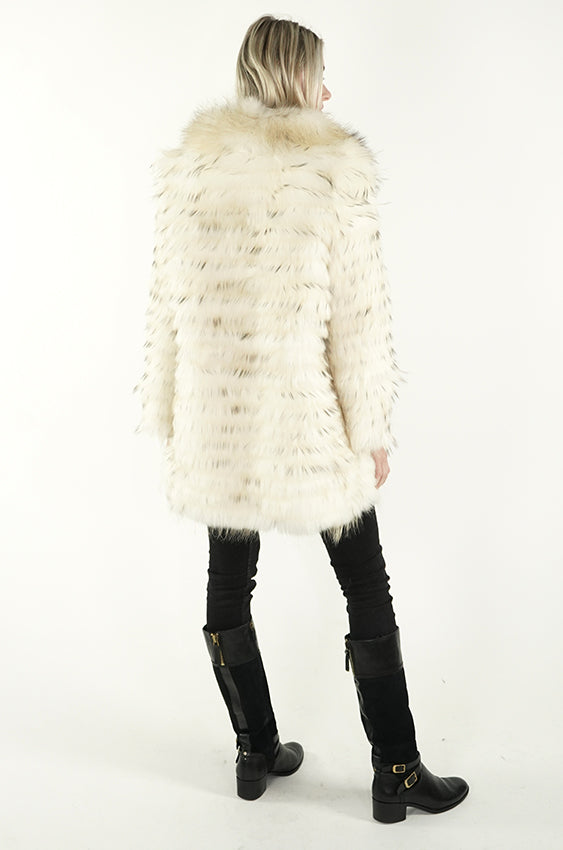 White Real Raccoon Fur Coat "Hilary"