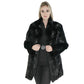 Black rabbit fur coat with beading 