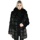 Black rabbit fur coat with fox fur collar