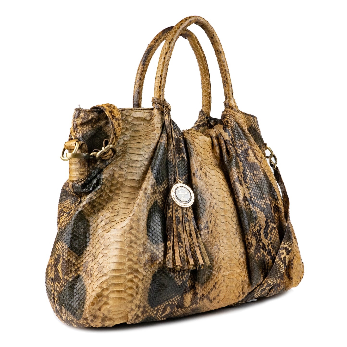 Black and Tan Genuine Python Handbag "Carol"