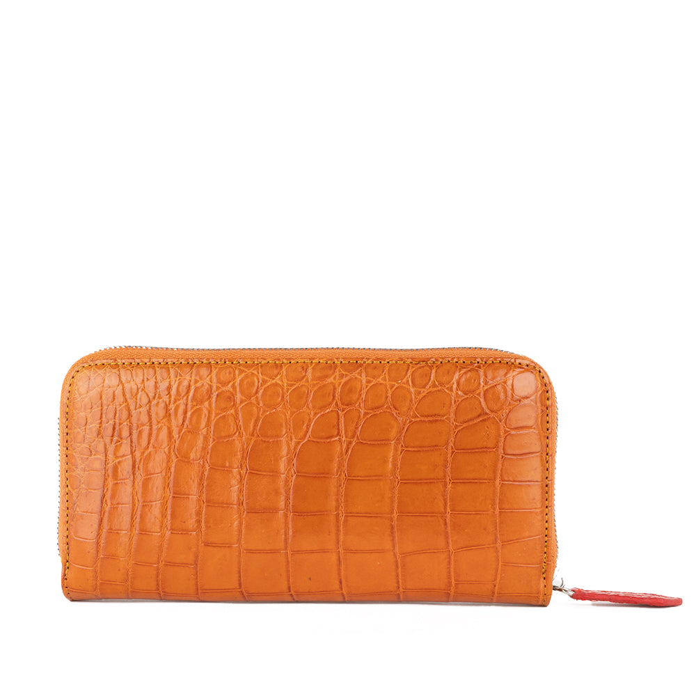 Orange genuine crocodile skin wallet for women 