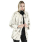 genuine rabbit fur coat with white and gray detalis