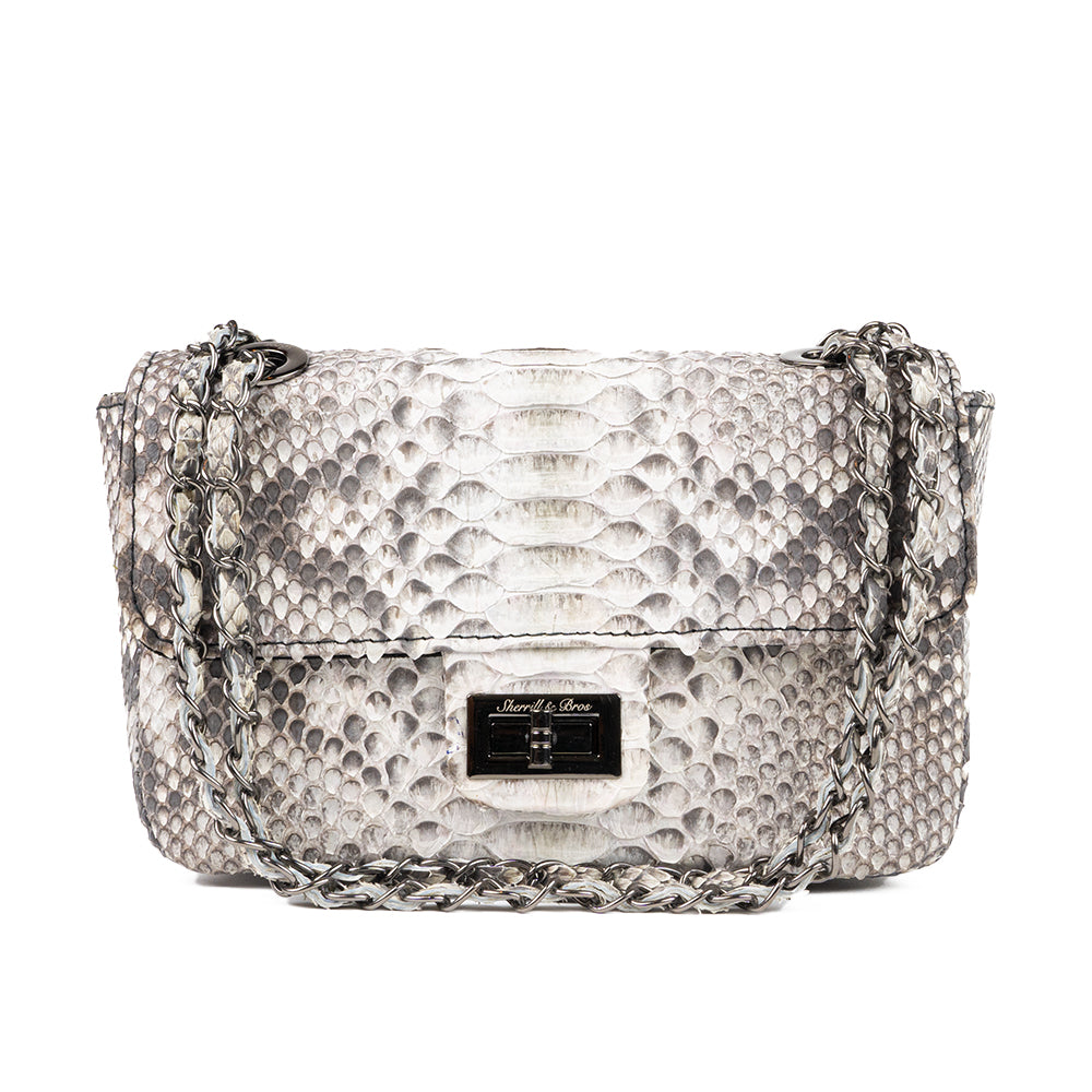 Silver Python Handbgs Gray Python Shoulder Bag | Sherrill & Bros. | Genuine Python Handbags