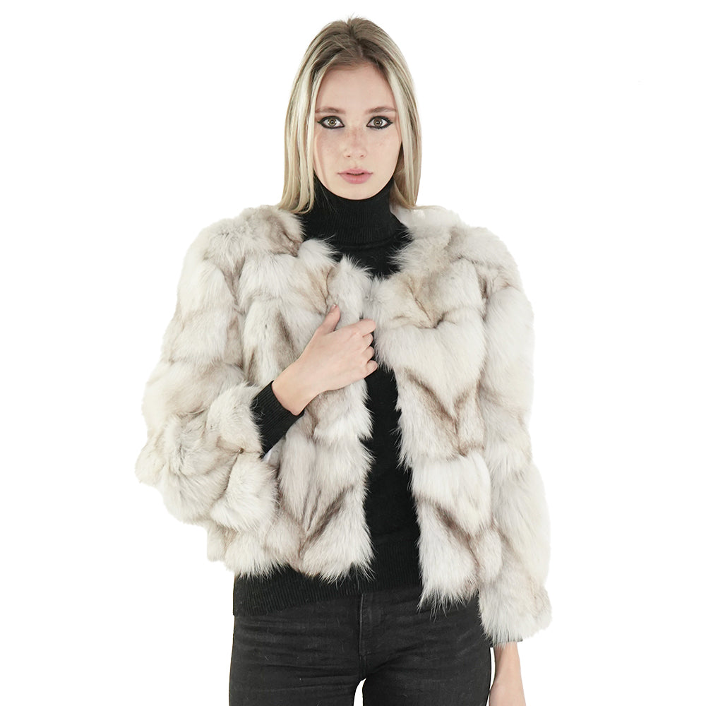 cheap gray fox fur coat for women 