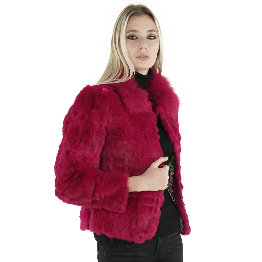 Pink Genuine Rabbit Fur Coat  "Toni"
