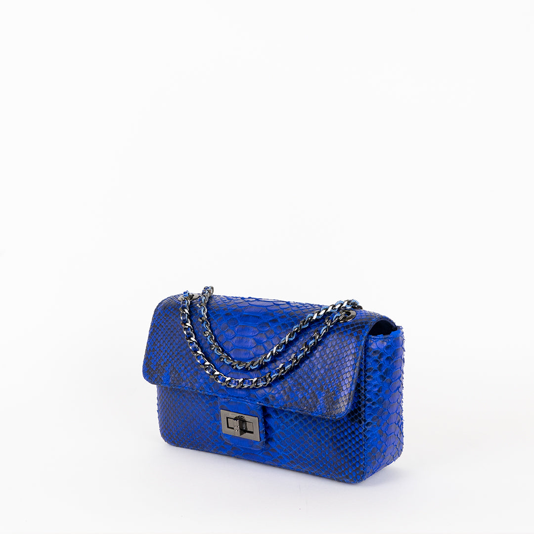 Blue Python Crossbody | Exotic Handbags | Sherrill & Bros.