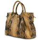 Exotic skin hobo handbag with beads and rhinestones