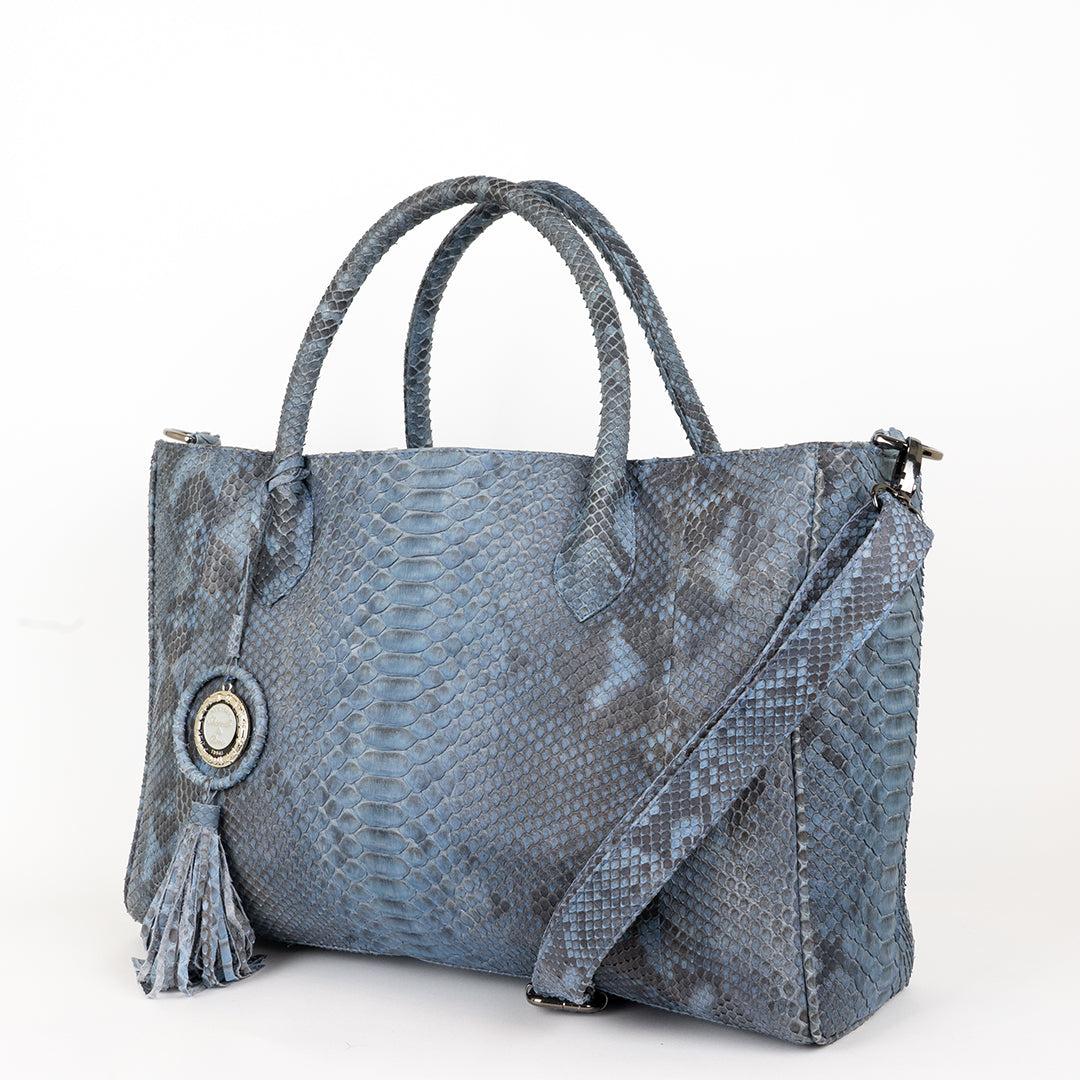 Blue Python Skin Tote | Sherrill & Bros | Luxury Handbags – Sherrill ...