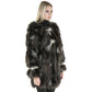 Embellished Black and Gray Fox Fur Coat "Jojo"