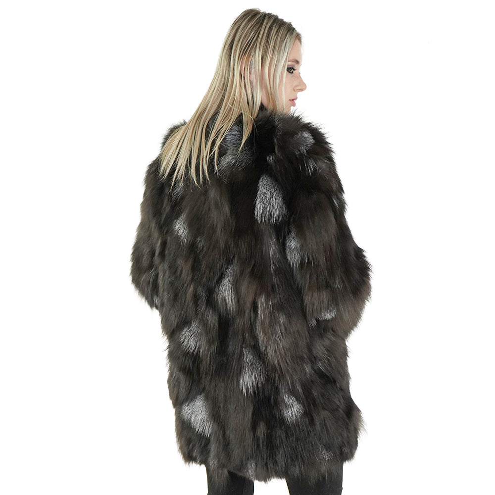 Black and Gray Fox Fur Coat "Jojo"