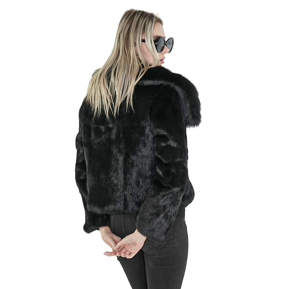 Black Real Rabbit Fur Coat | Sherrill & Bros | Affordable Luxury M