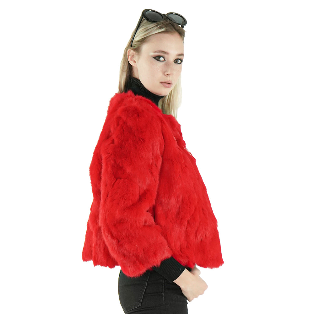 authentic red fur trim jacket for women in new york 