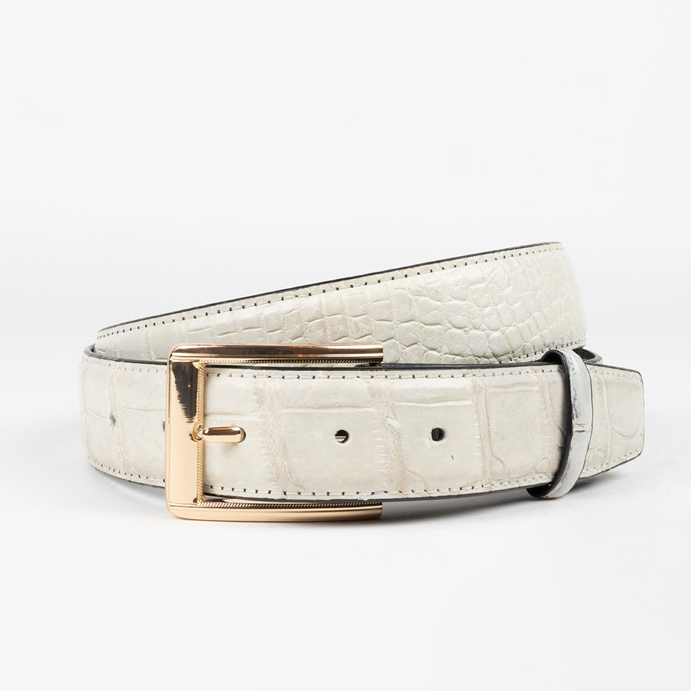 real alligator skin accessories for women with gold buckle