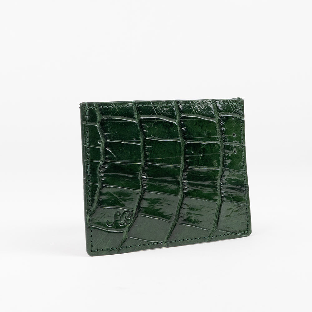 Green Crocodile Skin Credit Card Case | Sherrill & Bros.