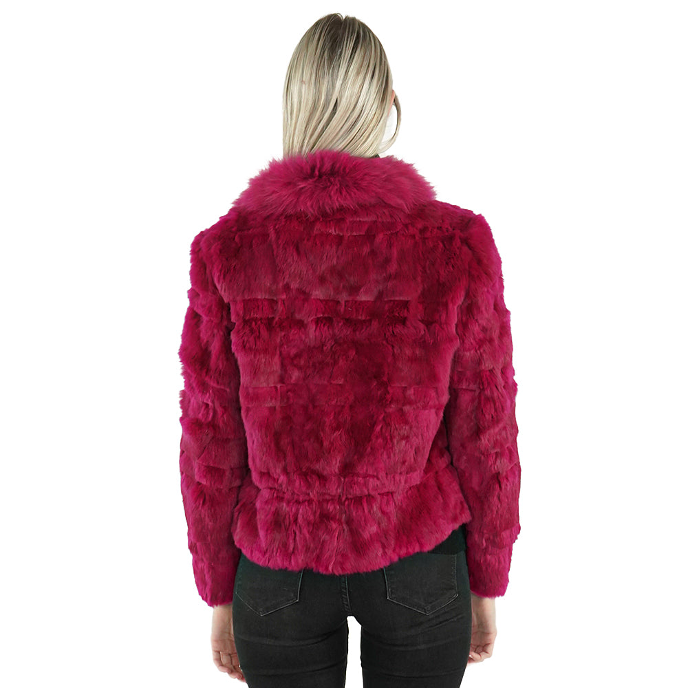 Beaded Pink Real Rabbit Fur Coat  "Toni"