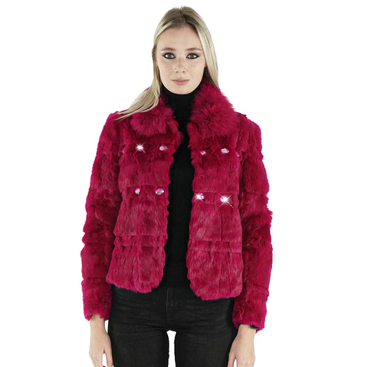 Real pink rabbit fur jacket 
