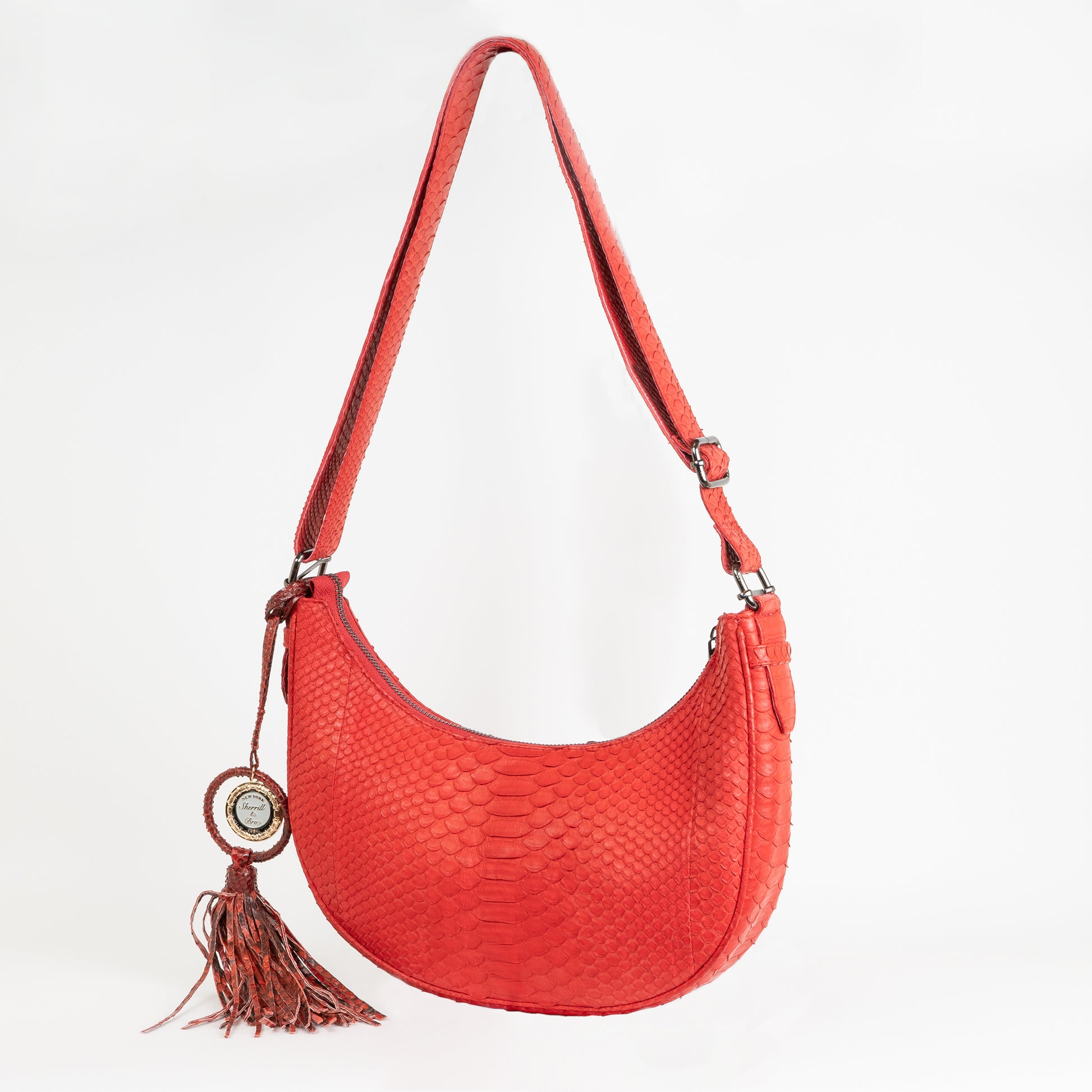 Red Python Crescent Bag, Free Shipping