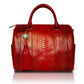 red python duffel handbag with tube handles and tassel from Sherrill Bros