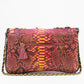 red evening handbag with python woven chain 